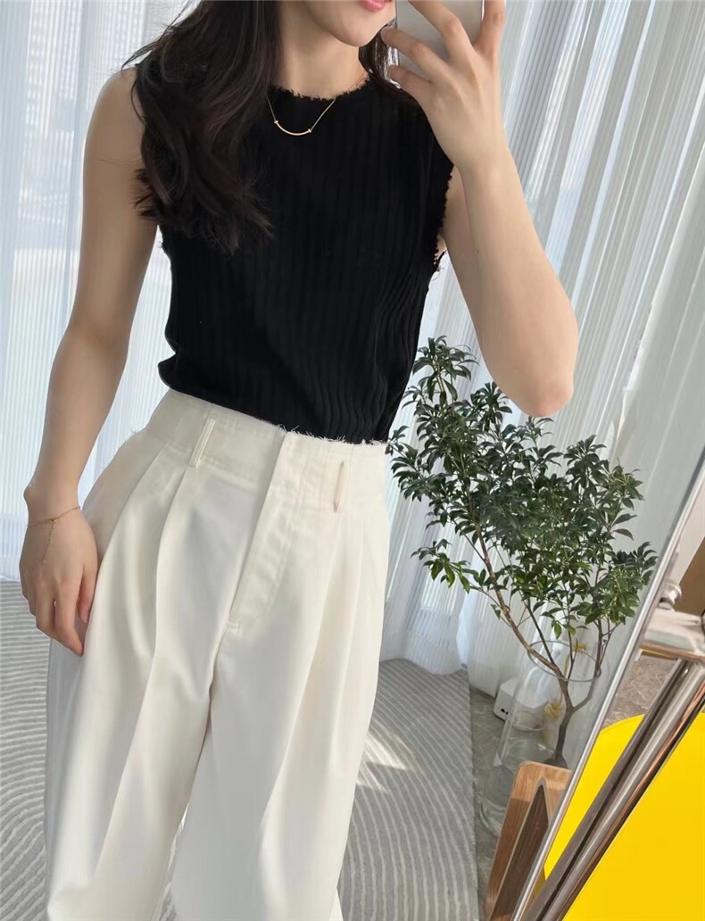 无袖针织背心女夏季外穿镂空设计感交叉露背设计感小上衣,针织衫/毛衣,缘满羊绒