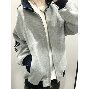 抖音得物高品质26春装美式高街重磅结构拼接织带立领卫衣外套CM42图片