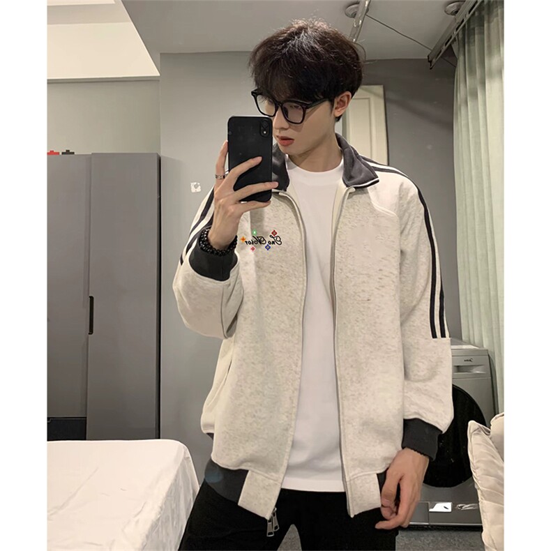 抖音得物美式高街重磅结构设计拼接织带立领印花卫衣外套 ACM4203图片
