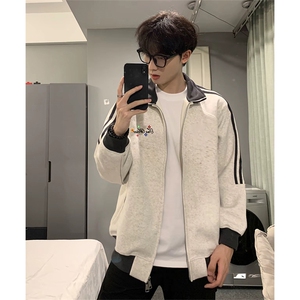 抖音得物美式高街重磅结构设计拼接织带立领印花卫衣外套 ACM4203图片