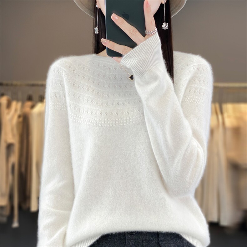 一线成衣100%纯羊毛衫女无缝内搭毛衣圆领针织上衣羊绒打底衫韩版图片