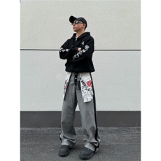 网图抖音质量美潮反穿印花个性牛仔裤CK823/特P55，男装牛仔裤，电商B350