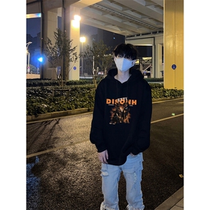 垂耳杜宾犬印花LOGO男女情侣潮牌连帽卫衣图片