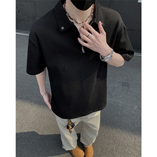 A16-特P35得物二开半拉链POLO衫美式潮牌复古短袖T恤，男装T恤，电商B369（原A024）