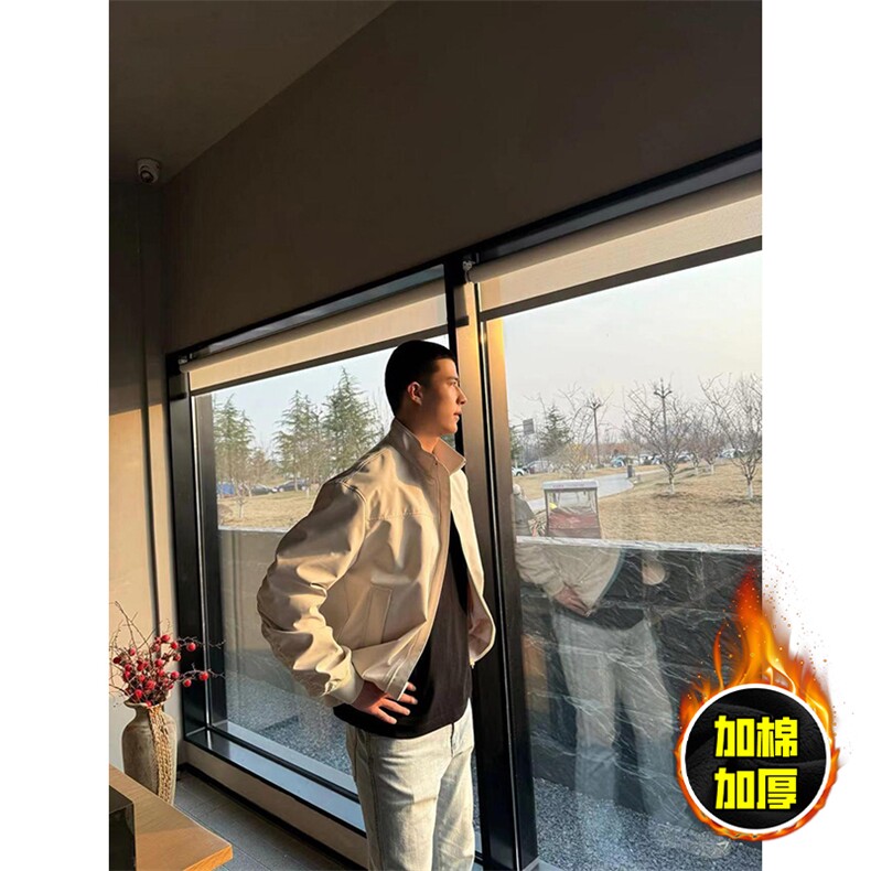 现货秋冬季美拉德立领飞行立领夹克boxy廓形棉衣高街加厚加棉外套，男装夹克，电商A486-1