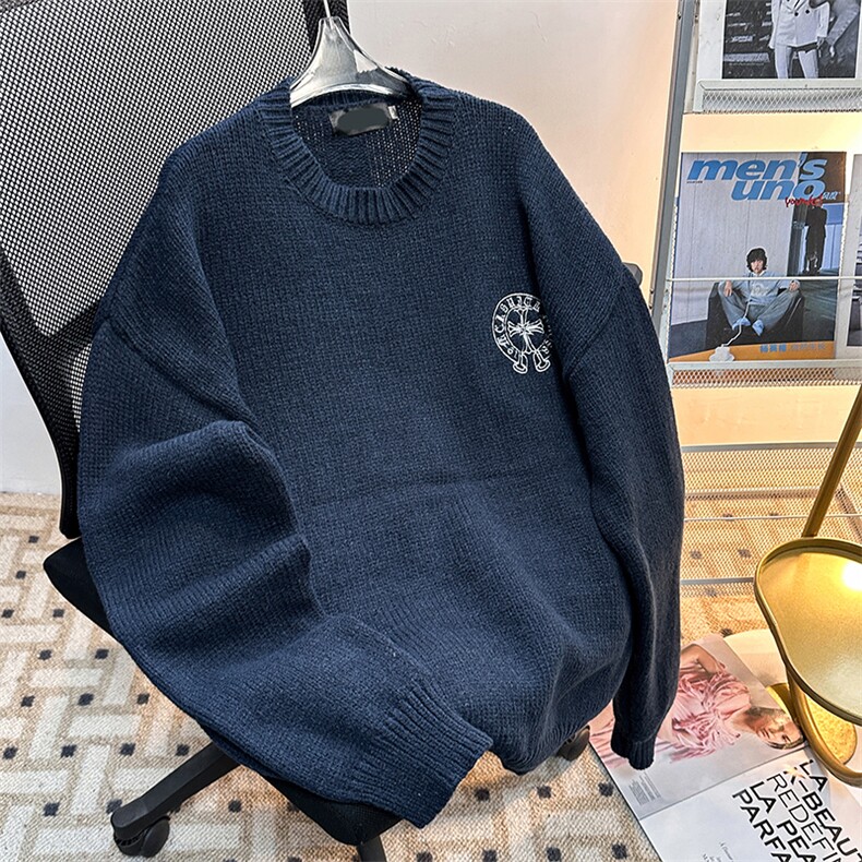 美式复古旗帜提花圆领针织毛衣男女秋冬宽松百搭套头衫MY0963-P56,男装针织衫/毛衣,星座308B-2