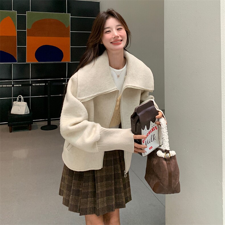 【现货】新款小个子海军领双面羊毛大衣99021款P245K348,女装毛呢外套,2C316