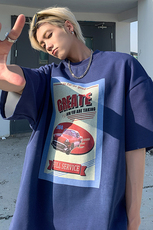 ins美式复古潮流短袖男生宽松小汽车印花T恤上衣JK23275-p35-控48，男装T恤，星座605(原A050)