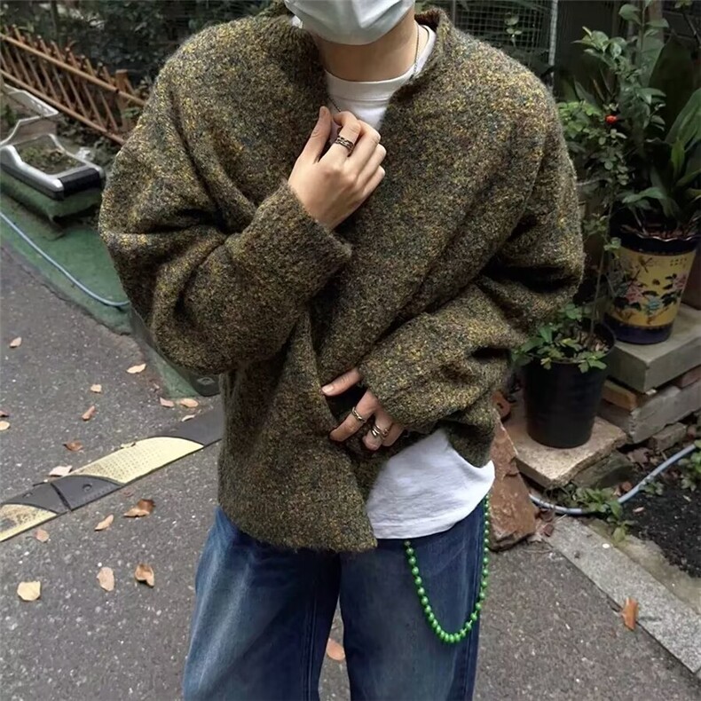 BX020-P61 美式复古毛衣男秋冬季休闲内搭保暖针织打底衫男士图片
