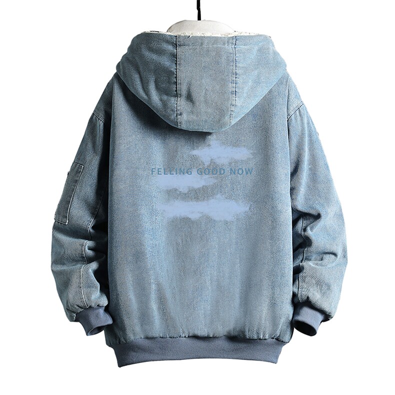 NM53143-P140牛仔外套男大码加厚加绒衣男羊羔毛服男网格,男装棉衣,电商A040A