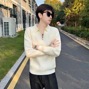 店主风小伙男士秋冬半拉链翻领纯色毛衣打底衫301A-1/M85/P58图片