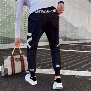 CK55/P65控88 2021春秋社会小伙潮流痞帅束脚简约百搭运动长裤男黑图片