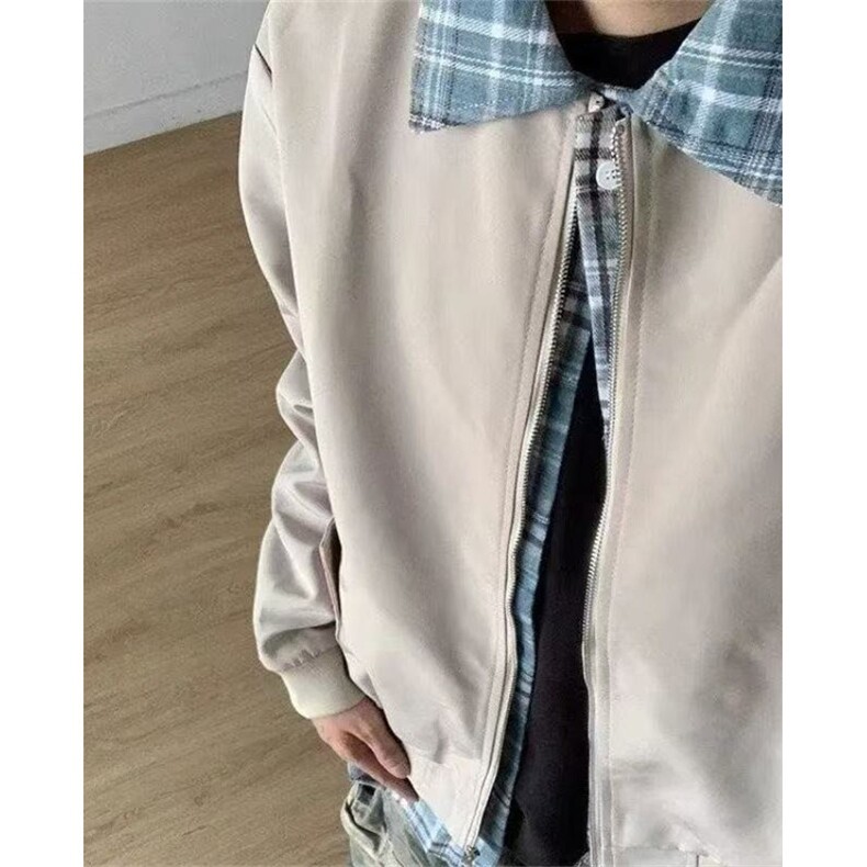假两件棒球服外套男女春秋季小众设计感美式高街夹克 J865图片