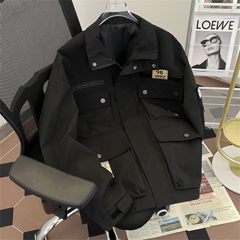 春款男夹克工装大口袋魔术贴标夹克衫冲锋衣外套JK75P85,男装夹克,星座1013-1