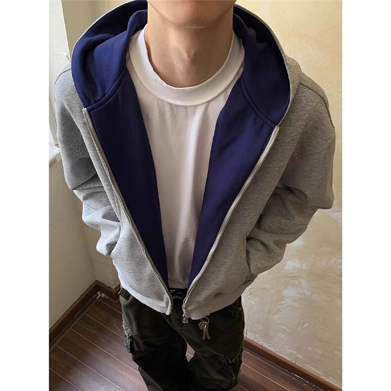 新款卫衣港风宽松简约连帽卫衣开衫男潮流帅气百搭513AKS2604P50,男装卫衣,星座513A