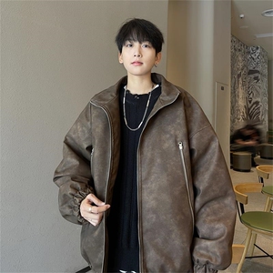 （抖音）美式机车PU水洗晕染做旧加厚皮棉衣XZ301A PY002P128图片