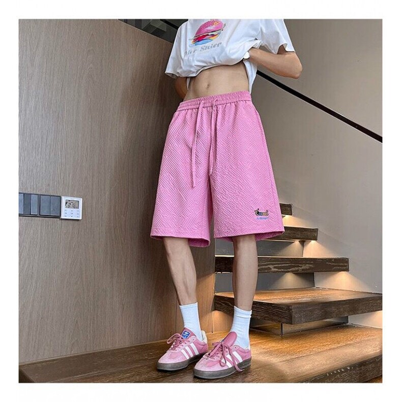 W04-P30男款夏季宽松凉感直筒五分裤青少年学生夏天速干运动中裤图片