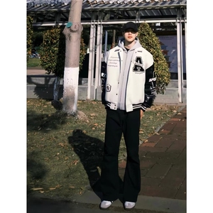 春秋棒球刺绣少女高中学生上衣夹克情侣复古初中服冬美式外套新款图片