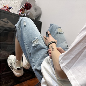 D2053-p45-控68  现货风宽松cleanfit牛仔裤七分裤黑暗图片
