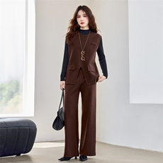 主推跑量现货！秋季新款时尚洋气设计感圆领显瘦百搭三件套裤女，女装套装/套裙，宝儿家