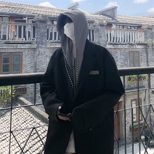男秋季外套潮西服假两件上衣连帽夹克LG26P70图片
