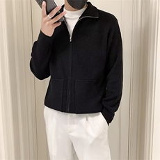 针织开衫外套男秋冬季简约纯色百搭修身毛线衣立领夹克男S702，男装针织衫/毛衣，星座1116A-2（原606A-1）