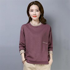 2022年春季新款套头圆领卫衣女长袖宽松显瘦韩版撞色上衣打底衫女，女装卫衣/绒衫，简韵佳