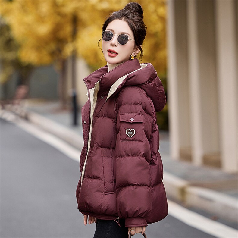 现货2024羽绒服新款冬季官方时尚休闲连帽加厚休闲小个子外套,女装羽绒服,然然
