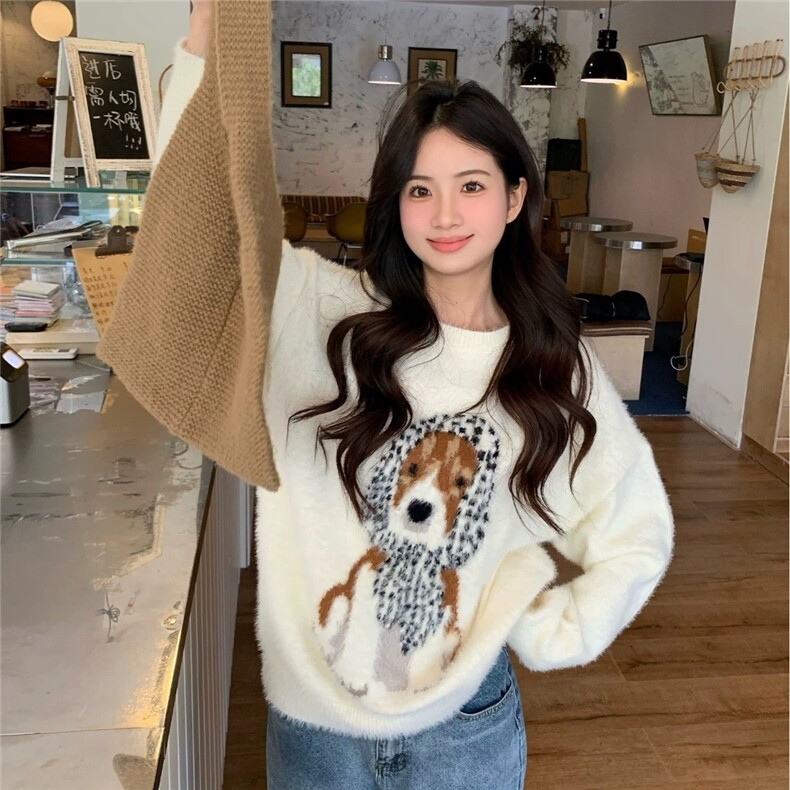 加厚毛衣2025秋冬新款复古慵懒冬装小女孩宽松百搭针织衫,男装针织衫/毛衣,星座506A