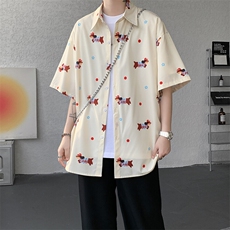 8XL-M腊肠狗花衬衫男短袖夏季冰丝薄款花衬衣寸衫外套DC28003P38，男装T恤，电商B312