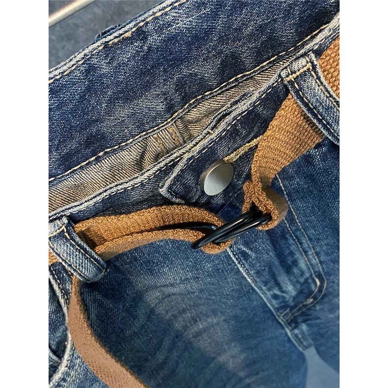 夏季工装牛仔短裤男美式休闲潮牌口袋痞帅高街宽松直筒中裤五分裤,男装牛仔裤,星座506A