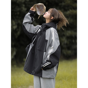 2024潮牌复古拼色休闲百搭情侣宽松运动服夹克外套HY397P95控138图片