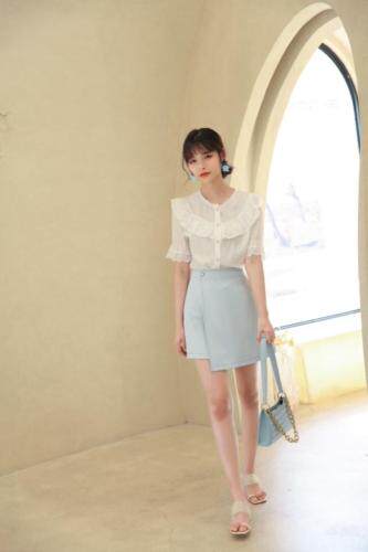 荷叶边甜美小衫，女装，如问