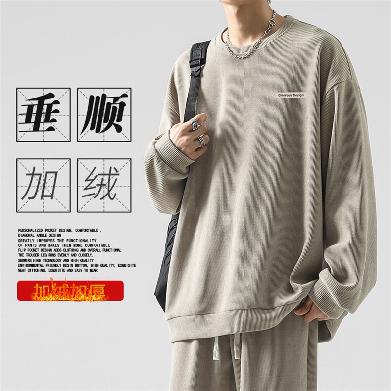 秋冬时尚加绒加厚条绒圆领卫衣   TW899常规特批53加绒特批63图片