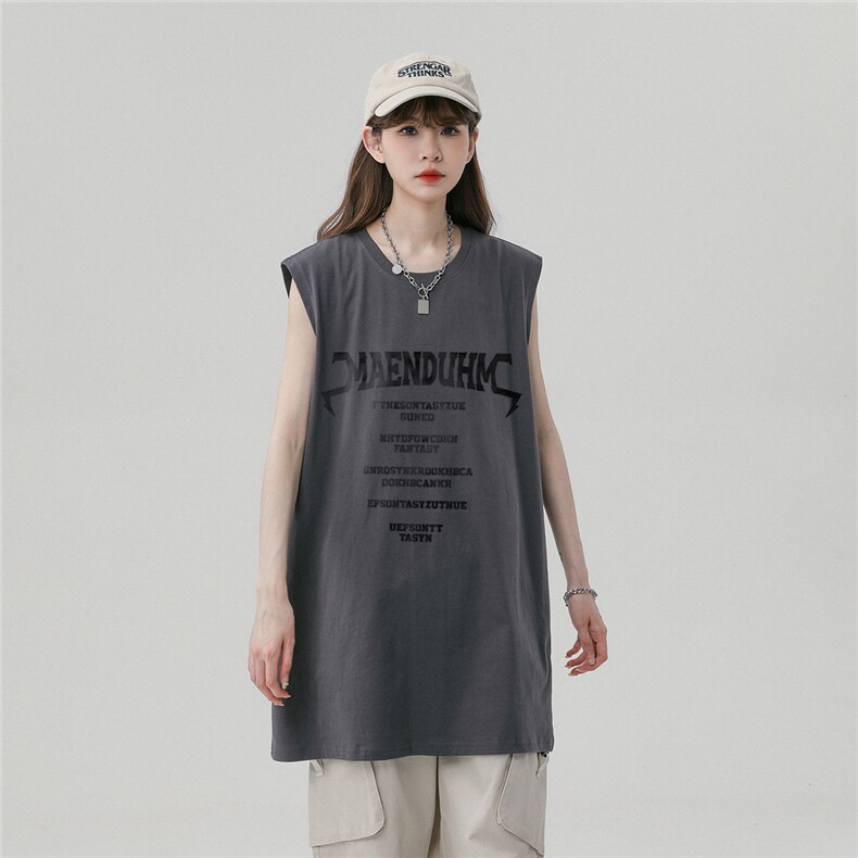 中性风23新款夏季时尚百搭宽松字母印花无袖短袖T恤DT508P30控48,男装T恤,A247A
