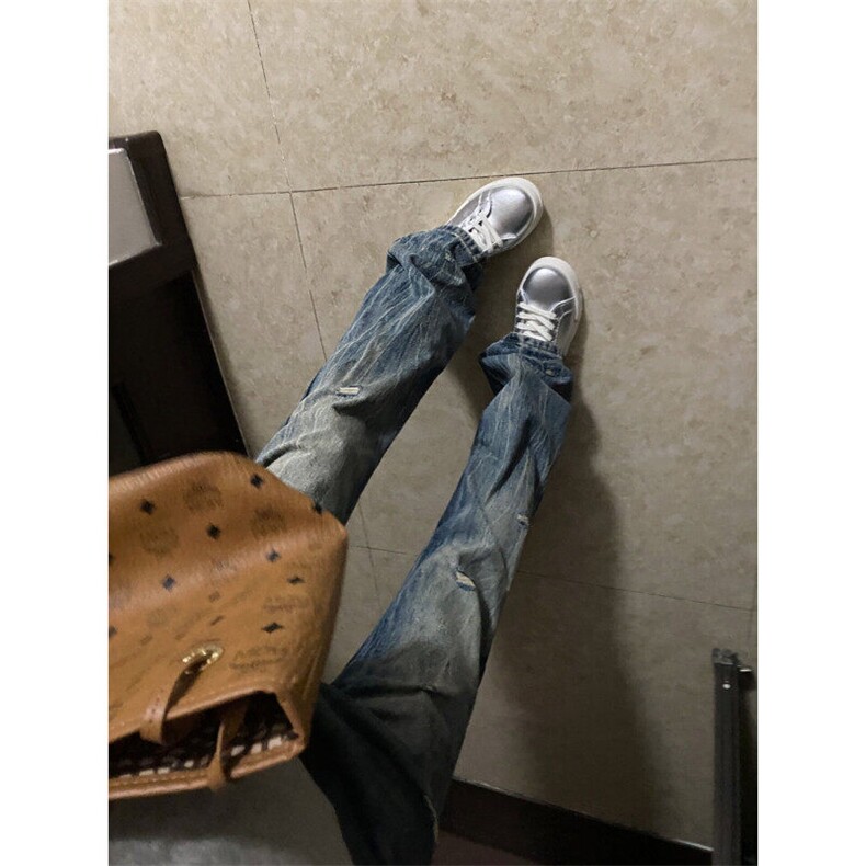 G3153HH-特P48闪电纹破洞牛仔裤美式高街cleanfit裤子直筒微喇裤,男装牛仔裤,星座1007（原301D）