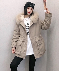 DG833欧货真狐狸毛领内胆仿獭兔毛时尚保暖派克服图片