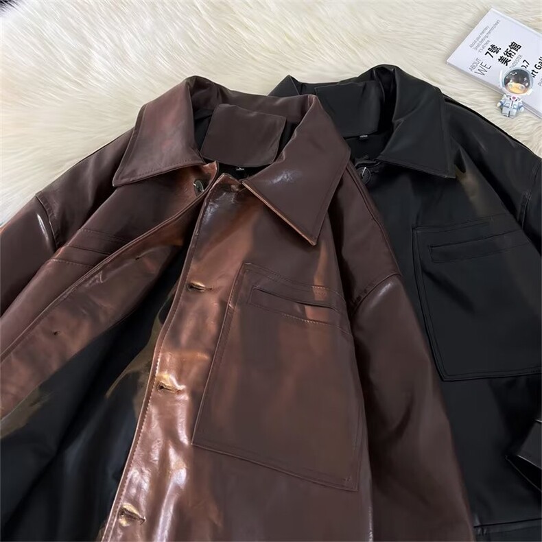 春秋季韩版皮夹克男韩版宽松机车短款皮衣ins痞帅复古pu外套男,男装夹克,星座716-2