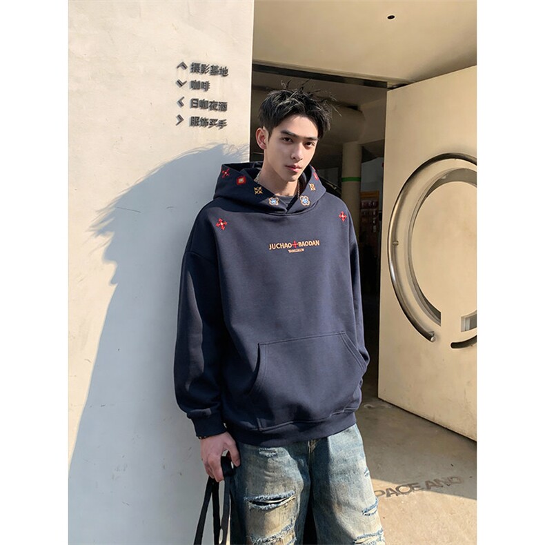 2026春季新款320g华棉刺绣卫衣外套男W6072-特P42建议零售价98,女装短外套,电商A001
