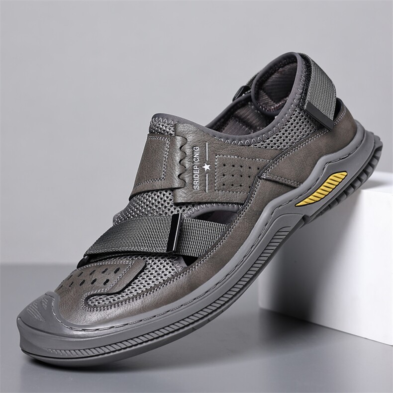 X4062-P145凉鞋男士2024新款休闲透气洞洞鞋男潮包头户外沙滩鞋，男鞋凉鞋，星座1407-3