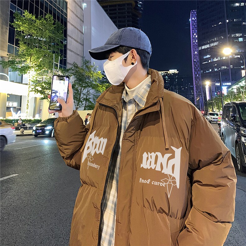 23新款冬季时尚百搭印花情侣立领羽绒服外套YR224P195控258,男装羽绒服,电商A247