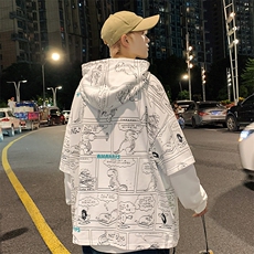 2023春季新品男士休闲青少年潮牌连帽套头港风运动卫衣W407-P58，男装卫衣，电商A441-1
