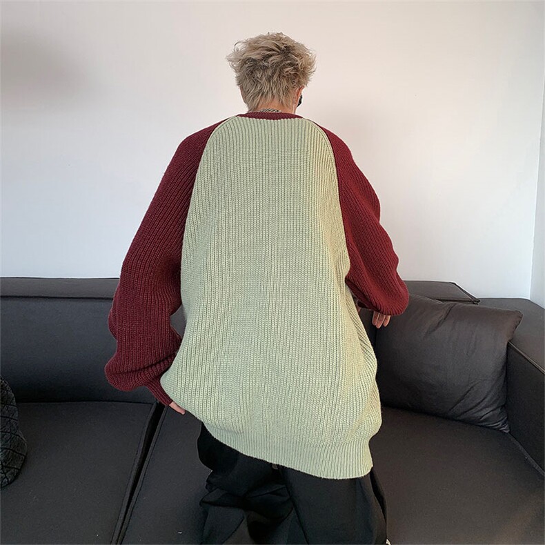 撞色拼接毛衣男士保暖百搭字母刺绣圆领针织衫MY09213-P48,男装针织衫/毛衣,星座308B-2