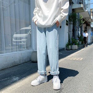 夏季高街ins潮牌牛仔裤薄款宽松裤子男韩版潮流直筒裤 K1109-P38图片