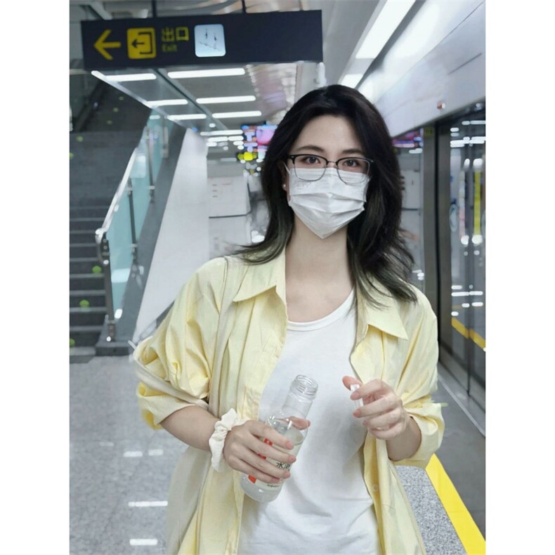 TC542-P45条纹Polo领衬衫女夏季防晒衬衣宽松休闲开衫中长款上衣图片