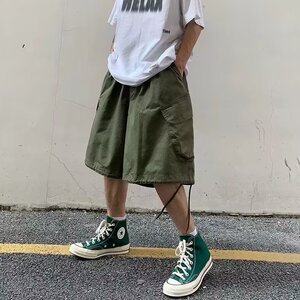 夏季新款美式短裤男潮牌薄款设计感小众宽松大码运动休闲五分裤子