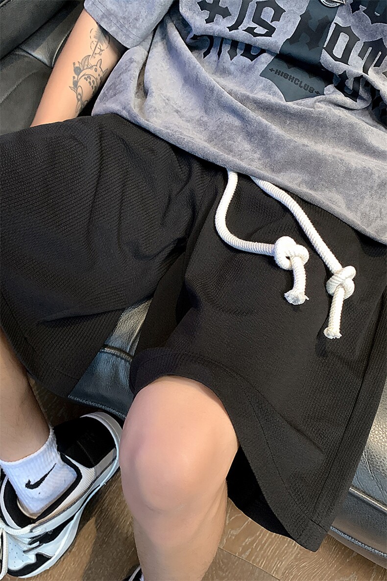 夏冰丝短裤男设计感美式篮球宽松抽绳休闲五分裤XZ514-2-1528-P38,男装牛仔裤,星座514-2(原B239)