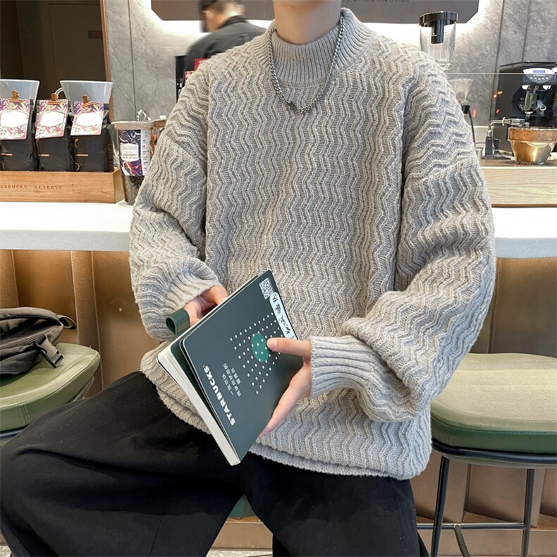 针织衫男韩版潮流痞子帅气波浪纹2024冬季新款ins毛衣MZ020-P46,男装针织衫/毛衣,星座412-3