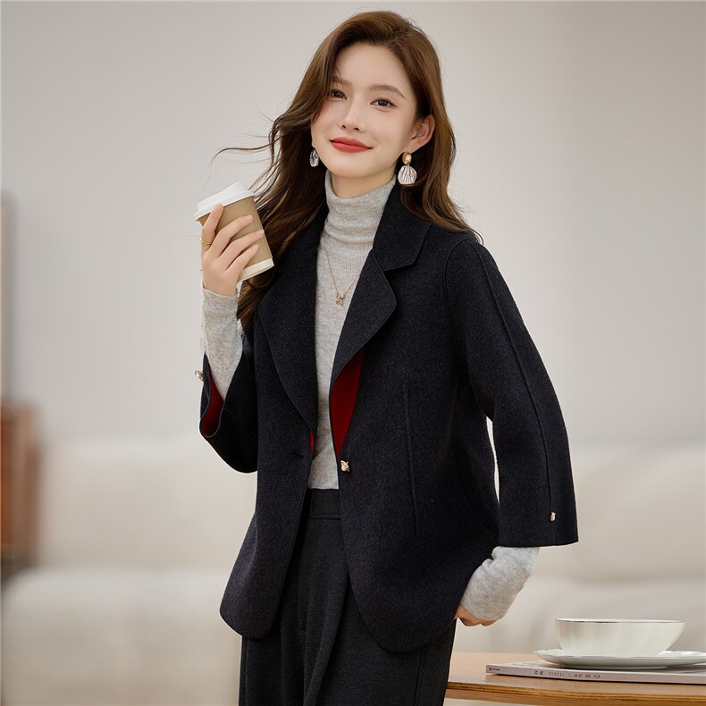 2025年新款秋冬高端双面呢羊绒大衣女中长款宽松羊毛外套,女装毛呢外套,众宇琦