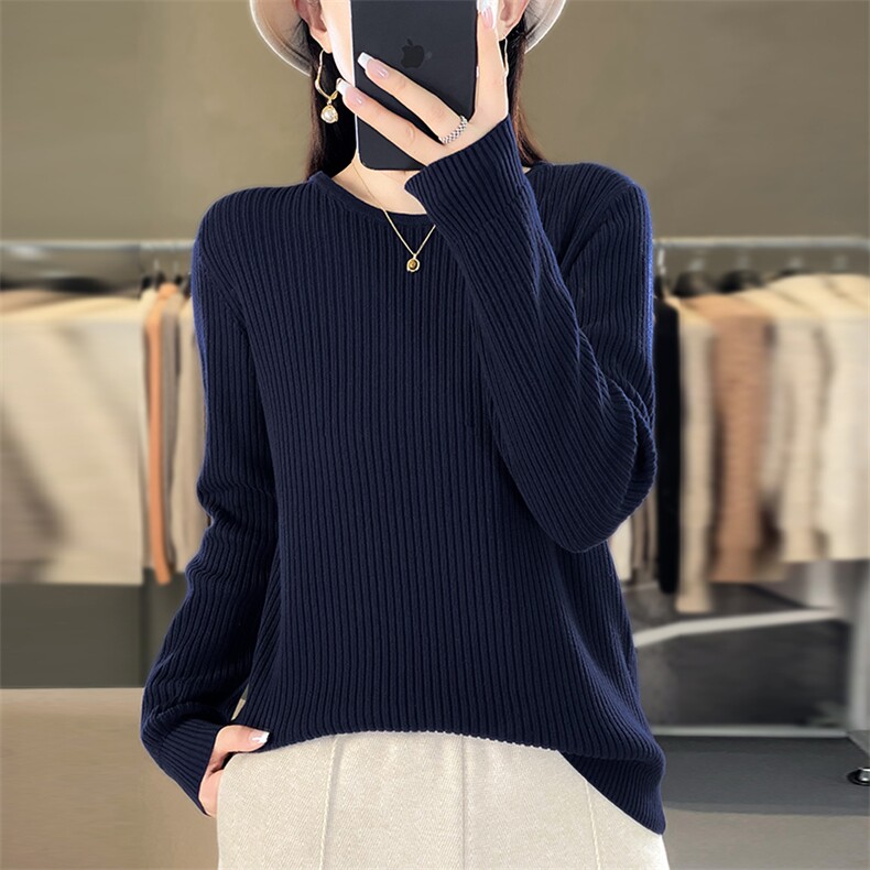 2025新款春秋季卷边圆领羊绒衫女100纯羊绒山羊绒女士针织毛衣,针织衫/毛衣,阁惠羊绒